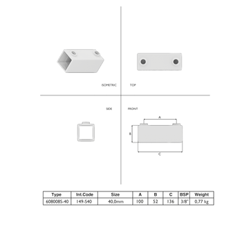 Verlängerungsstück 40 mm quadratisch