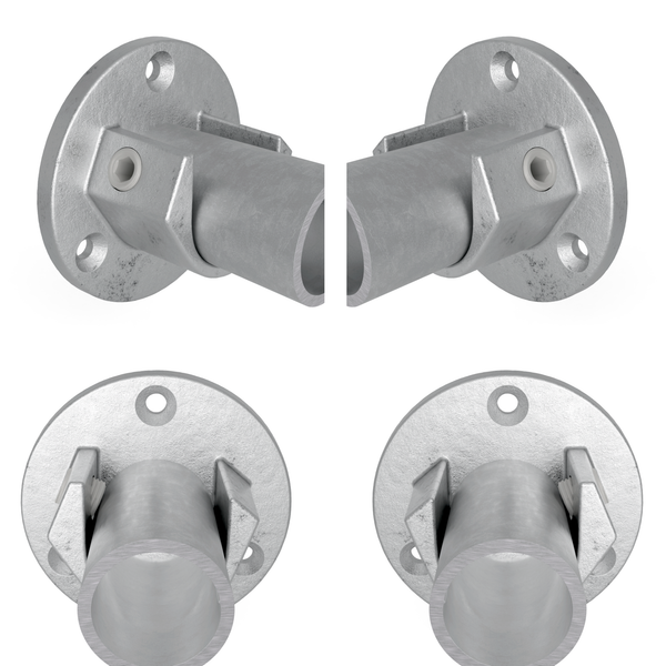 Rohrverbinder Stangenhalter (Set) 26,9 mm - Vorderansicht mit Rohren (Rohr-verbinder.de)