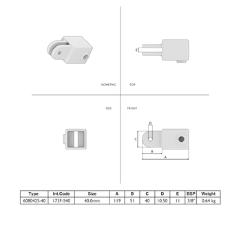 Gelenhalter 40 mm quadratisch