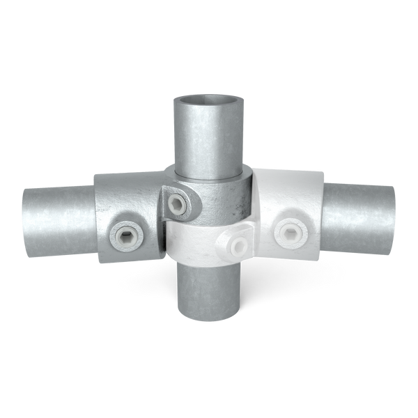 Rohrverbinder Winkelgelenk verstellbar 48,3 mm - 1 Stück - Vorderansicht mit Rohren (Rohr-verbinder.de)