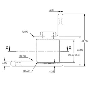 Ösenteil mit Doppellasche 90° schwarz 25 mm quadratisch