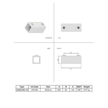 Verlängerungsstück schwarz 40 mm quadratisch