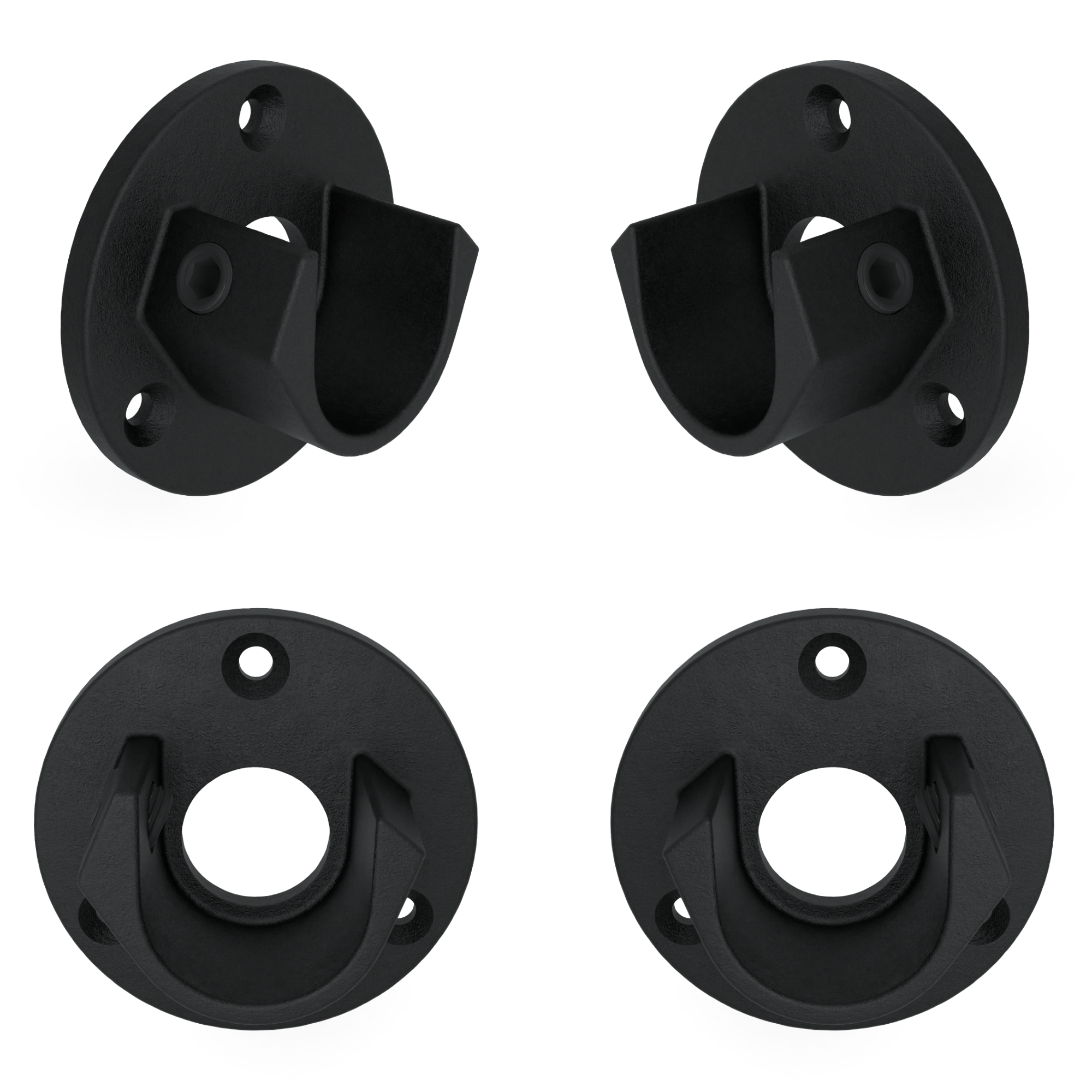 Rohrverbinder Stangenhalter schwarz (Set) 26,9 mm - Vorderansicht Rohrverbinder (Rohr-verbinder.de)