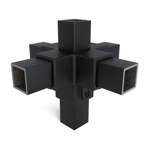 Kreuzstück für Stützrohr schwarz 40 mm quadratisch