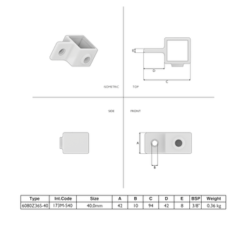 Gelenkauge schwarz 40 mm quadratisch