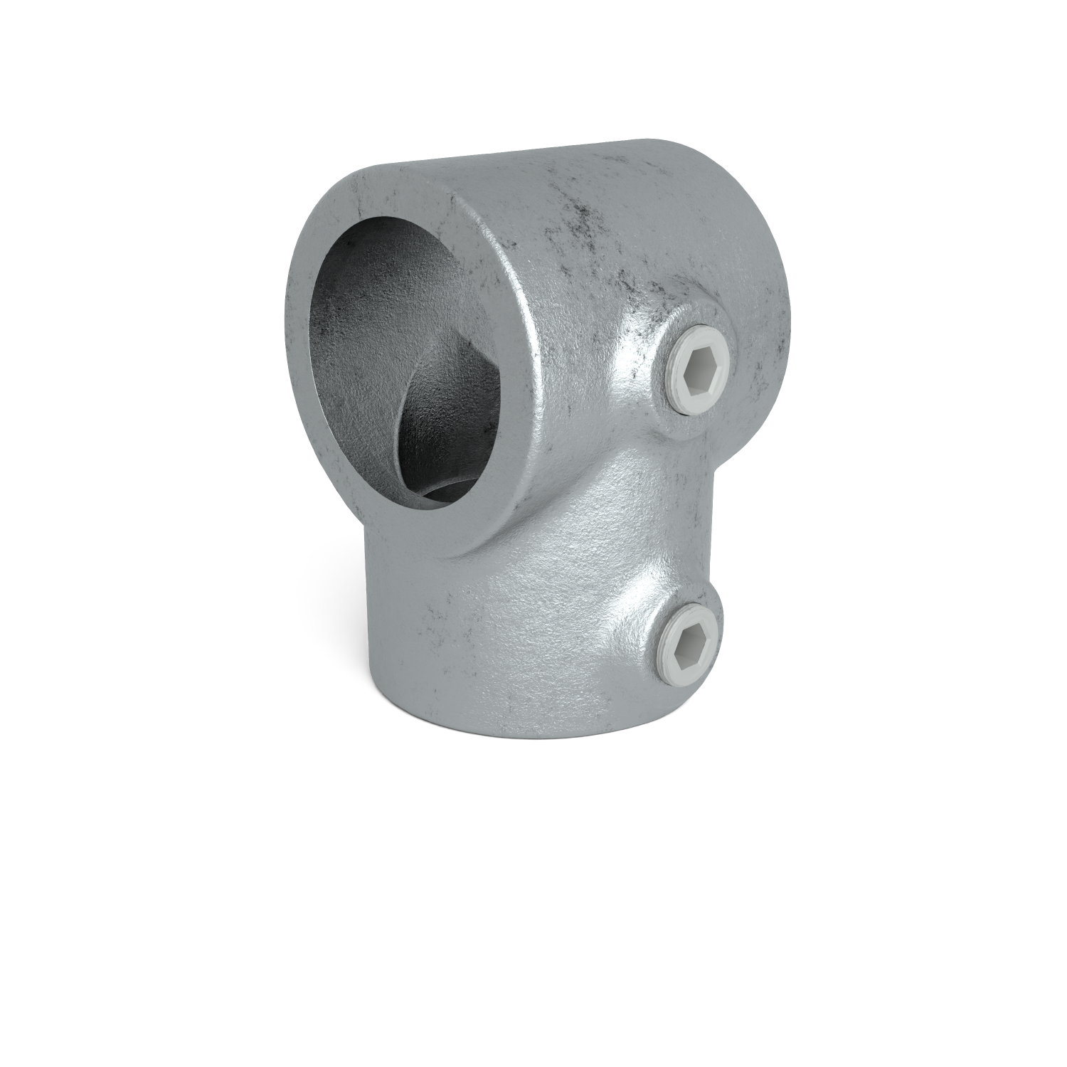 Rohrverbinder T-Stück kurz 33,7 mm - Schrägansicht Rohrverbinder (Rohr-verbinder.de)