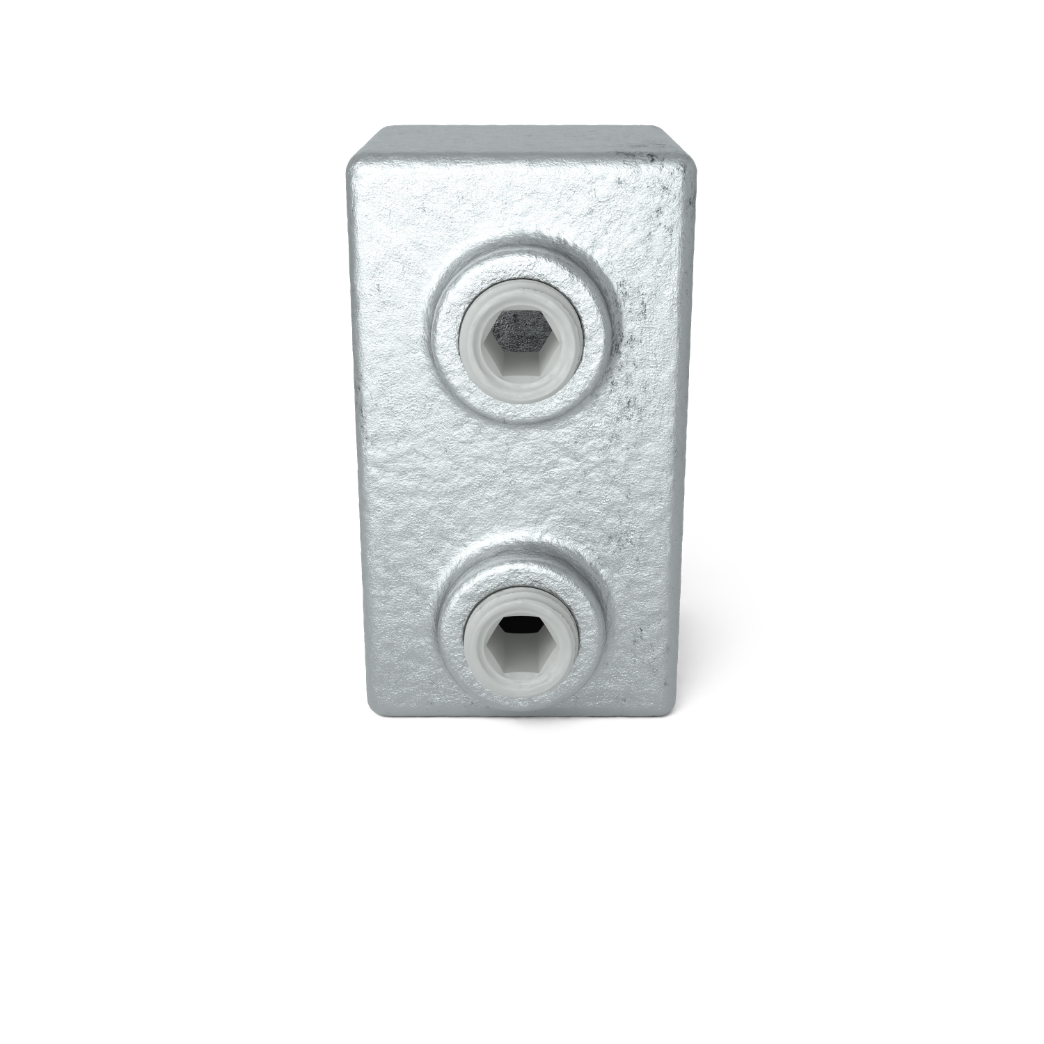 Rohrverbinder T-Stück kurz 25 mm quadratisch - Vorderansicht Rohrverbinder (Rohr-verbinder.de)