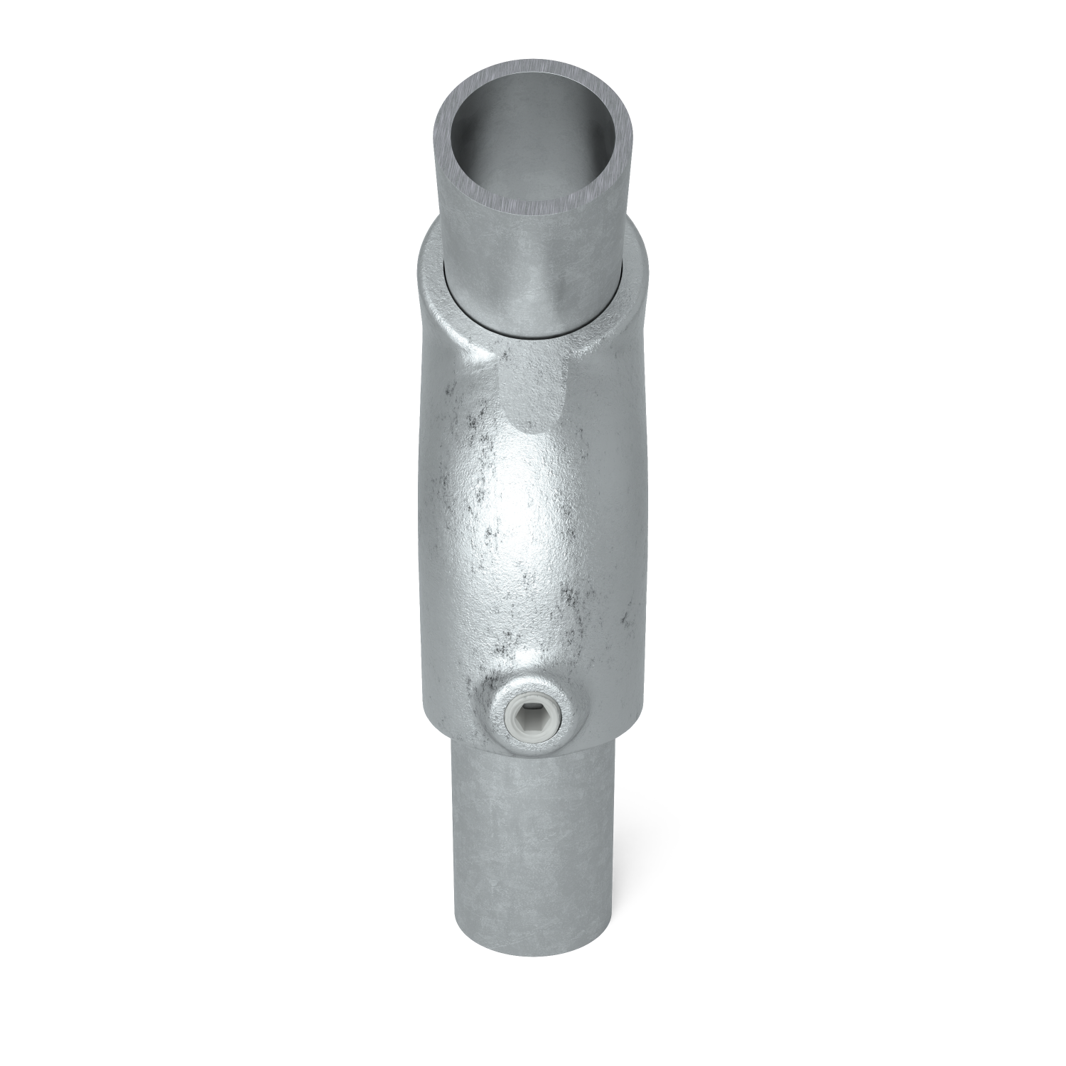 Rohrverbinder T-Stück kurz 45° 48,3 mm - Seitenansicht mit Rohren (Rohr-verbinder.de)