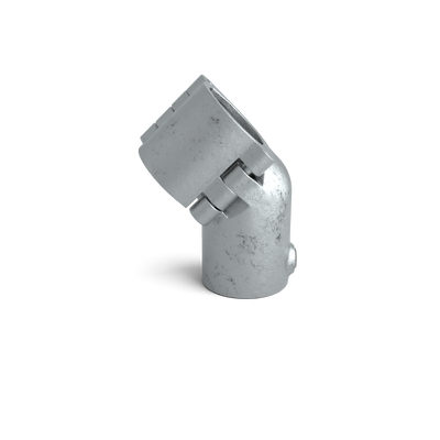 Rohrverbinder T-Stück kurz 45° offen klappbar 48,3 mm - Vorderansicht Rohrverbinder (Rohr-verbinder.de)