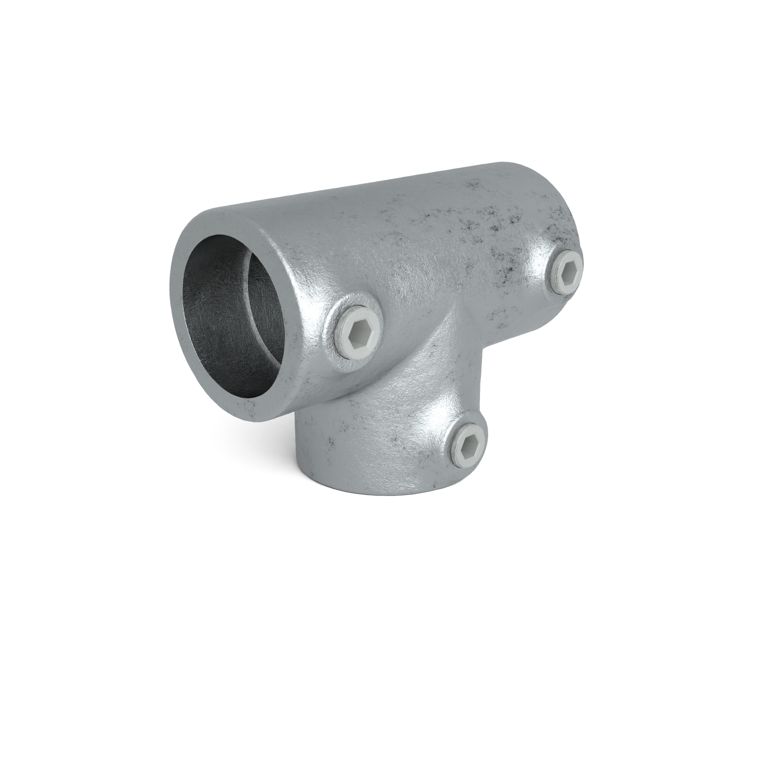 Rohrverbinder T-Stück lang 48,3 mm - Schrägansicht Rohrverbinder (Rohr-verbinder.de)