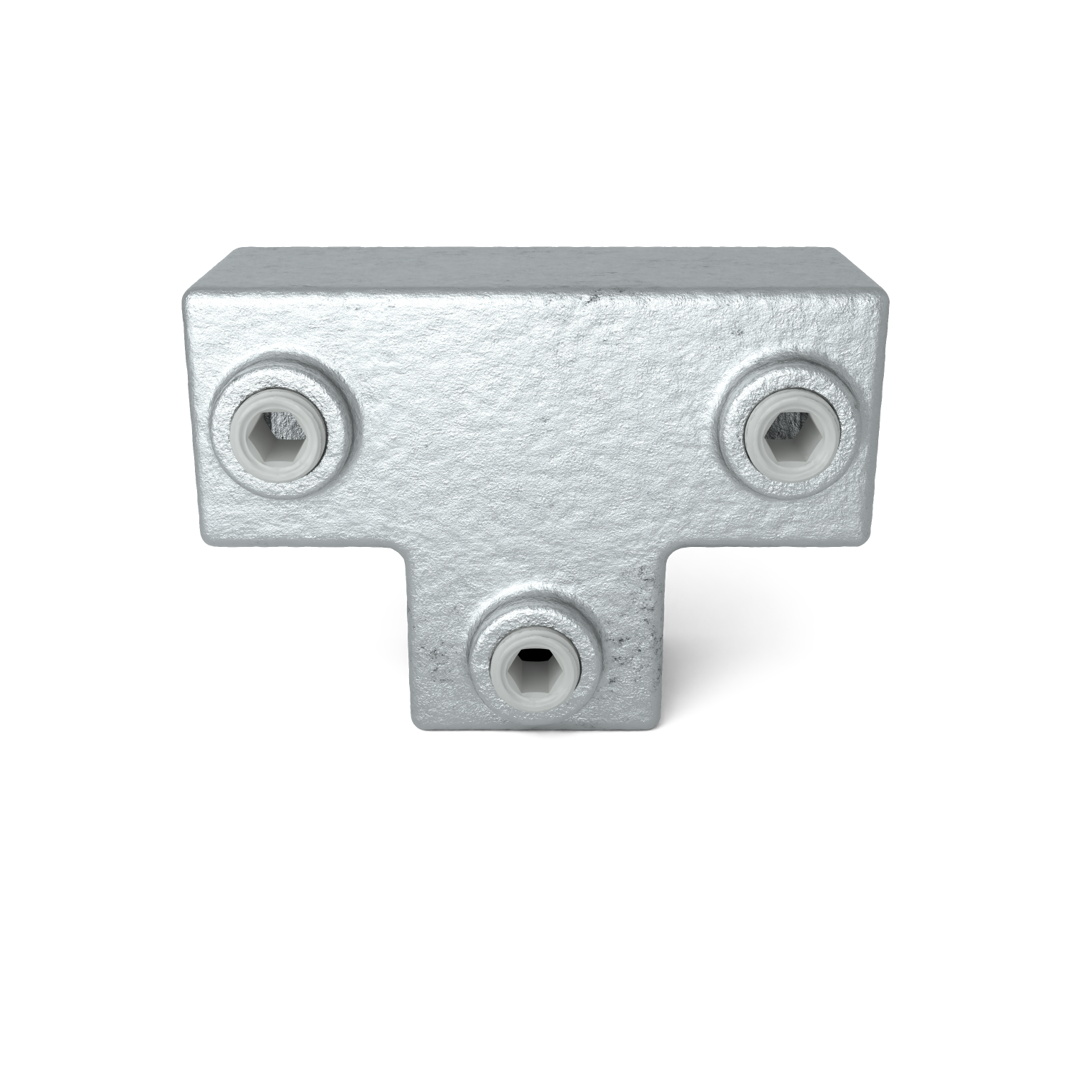 Rohrverbinder T-Stück lang 25 mm quadratisch - Vorderansicht Rohrverbinder (Rohr-verbinder.de)