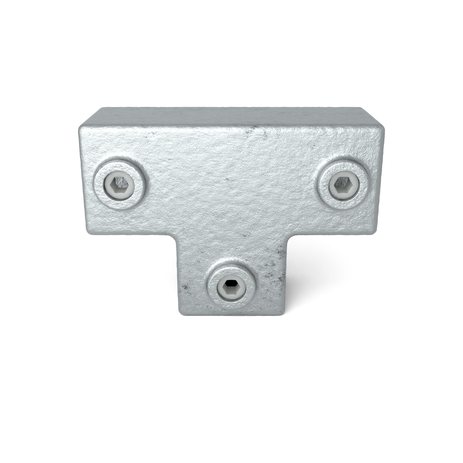 Rohrverbinder T-Stück lang 40 mm quadratisch - Vorderansicht Rohrverbinder (Rohr-verbinder.de)