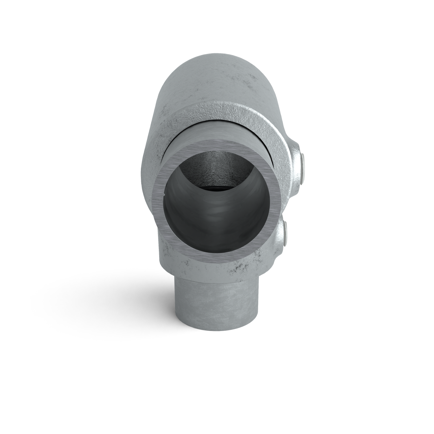 Rohrverbinder Bogen 90º ±11º 48,3 mm - Seitenansicht mit Rohren (Rohr-verbinder.de)