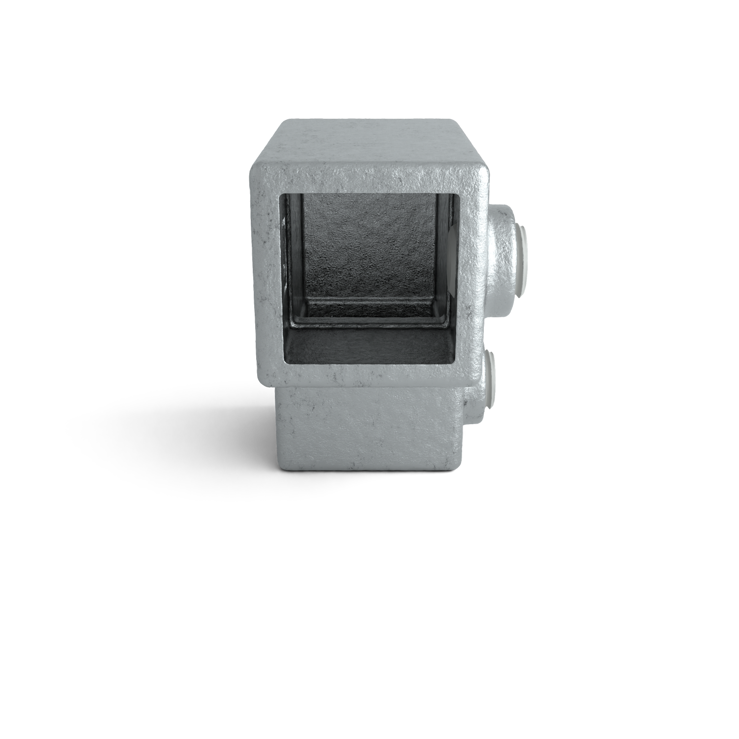 Rohrverbinder Bogen 90º 25 mm quadratisch - Seitenansicht Rohrverbinder (Rohr-verbinder.de)