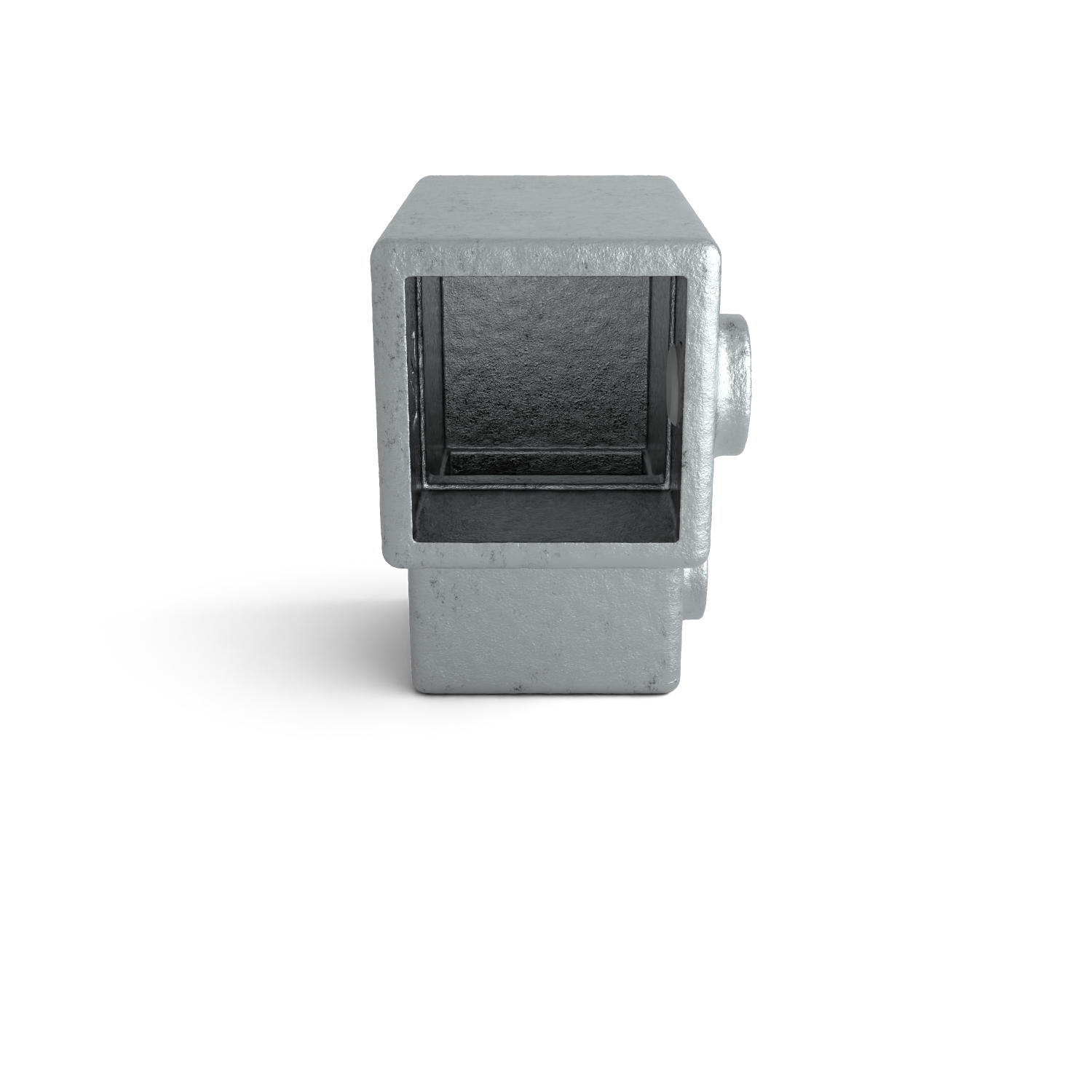 Rohrverbinder Bogen 90º 40 mm quadratisch - Seitenansicht Rohrverbinder (Rohr-verbinder.de)