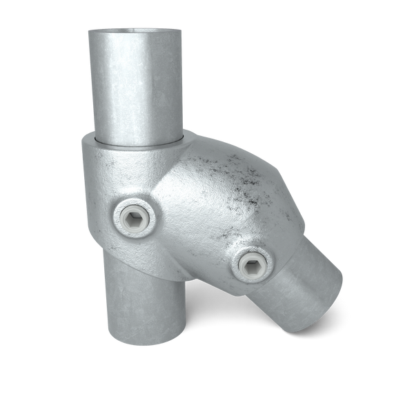 Rohrverbinder T-Stück kurz verstellbar 26,9 mm - Vorderansicht mit Rohren (Rohr-verbinder.de)