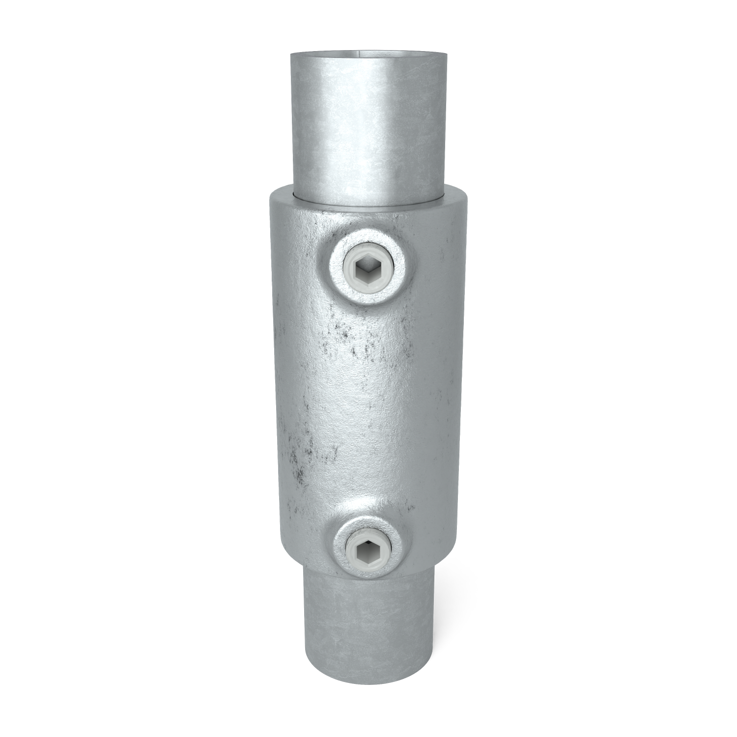 Rohrverbinder Verlängerungsstück 48,3 mm - Vorderansicht mit Rohren (Rohr-verbinder.de)