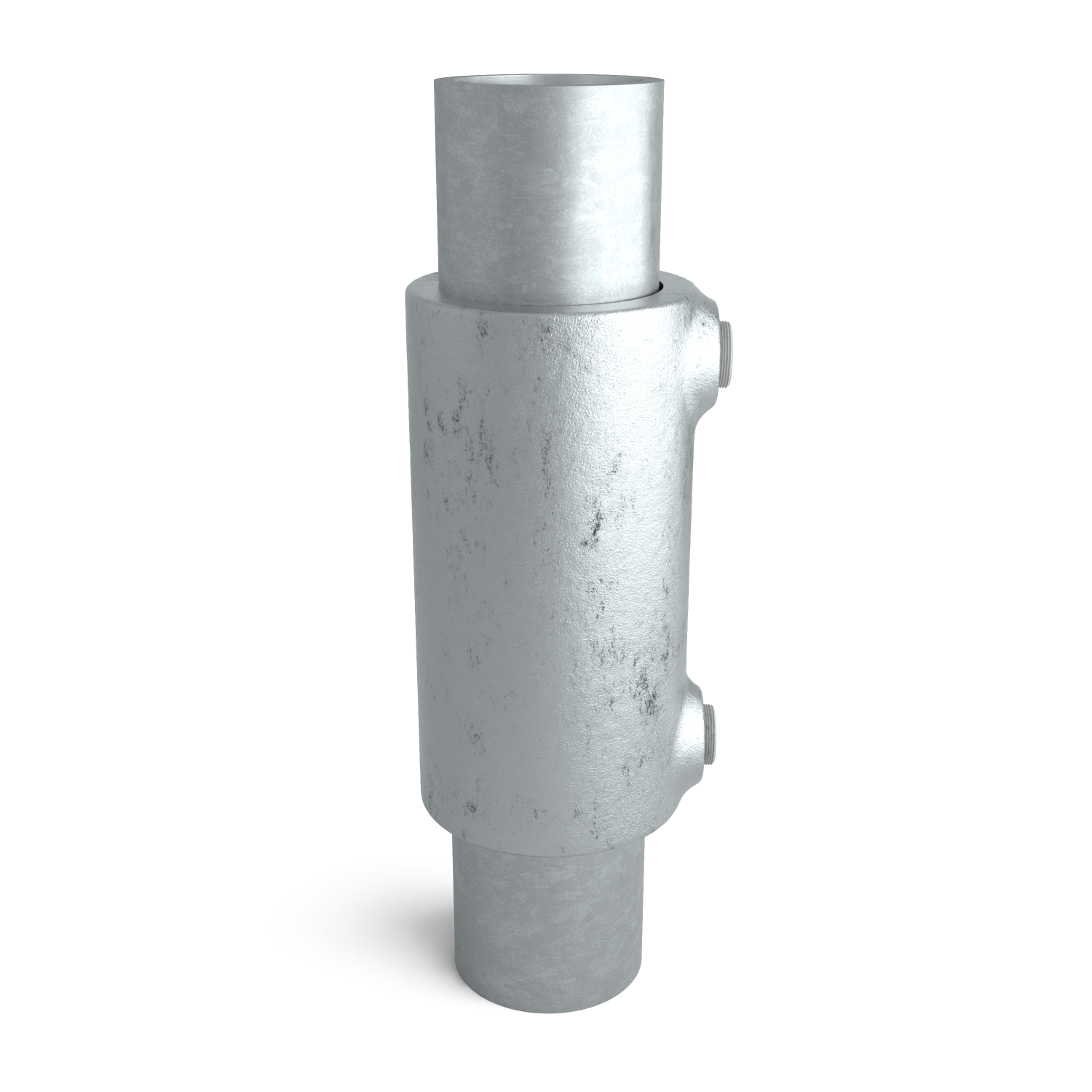Rohrverbinder Verlängerungsstück 48,3 mm - Seitenansicht mit Rohren (Rohr-verbinder.de)