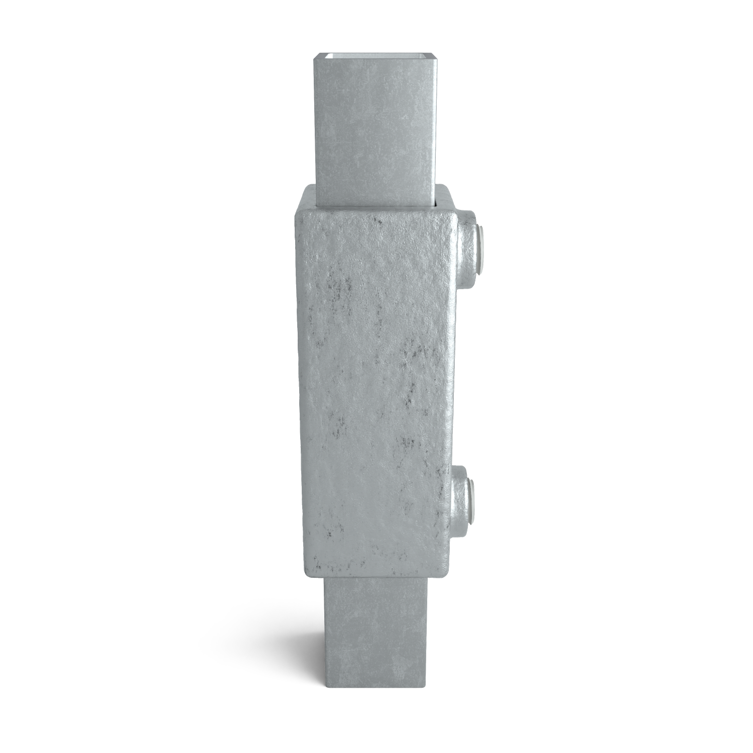 Rohrverbinder Verlängerungsstück 25 mm quadratisch - Seitenansicht mit Rohren (Rohr-verbinder.de)