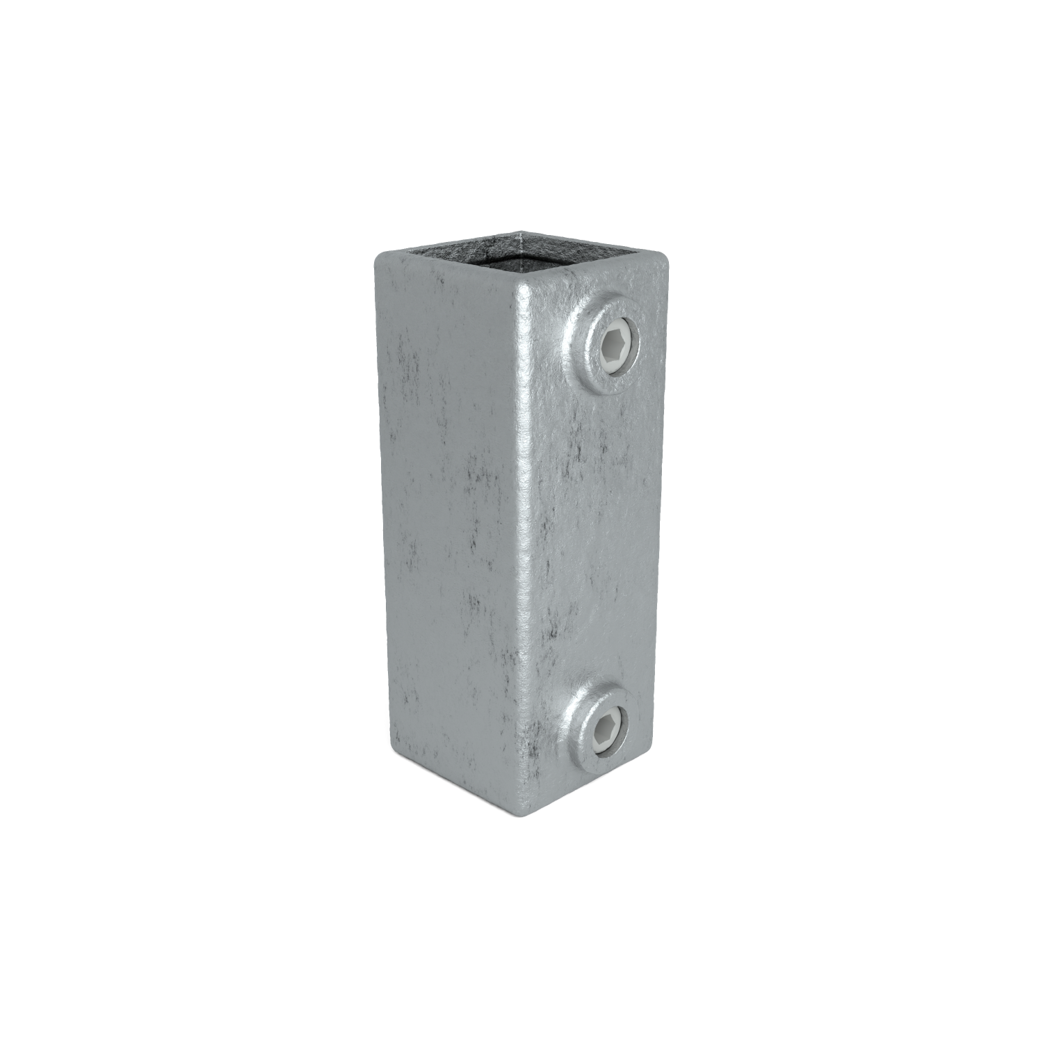 Rohrverbinder Verlängerungsstück 40 mm quadratisch - Schrägansicht Rohrverbinder (Rohr-verbinder.de)