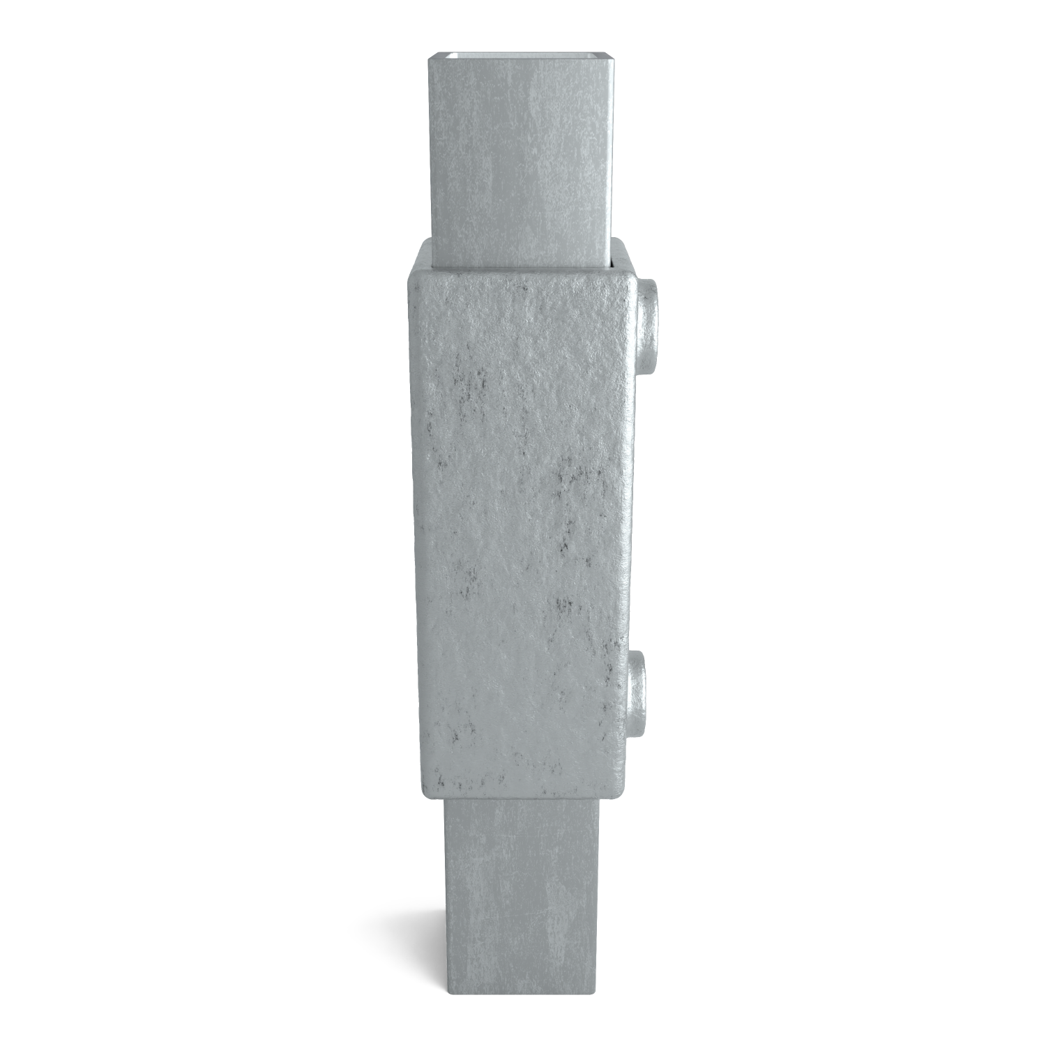 Rohrverbinder Verlängerungsstück 40 mm quadratisch - Seitenansicht mit Rohren (Rohr-verbinder.de)