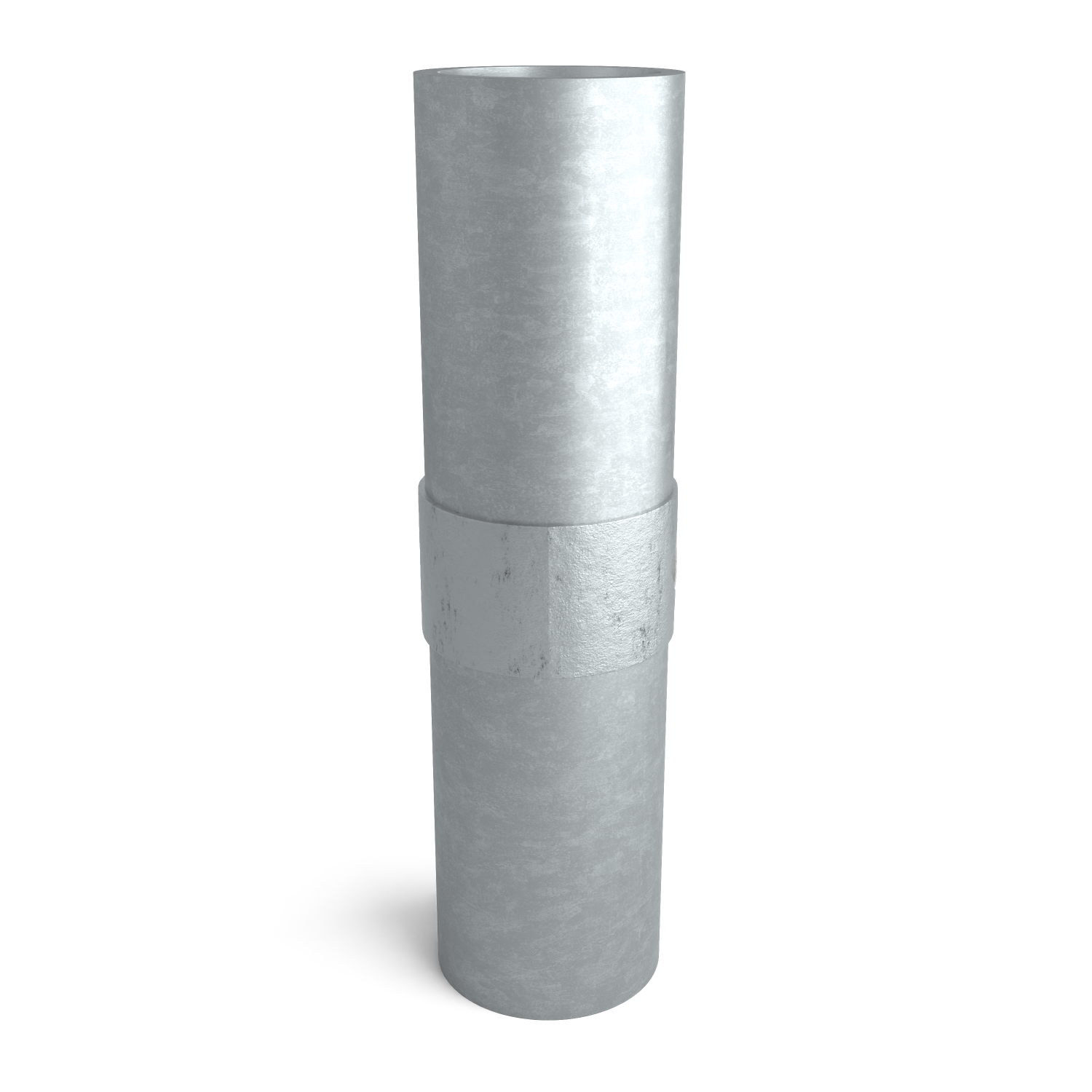 Rohrverbinder Verbindungsstück innen 26,9 mm - Seitenansicht mit Rohren (Rohr-verbinder.de)
