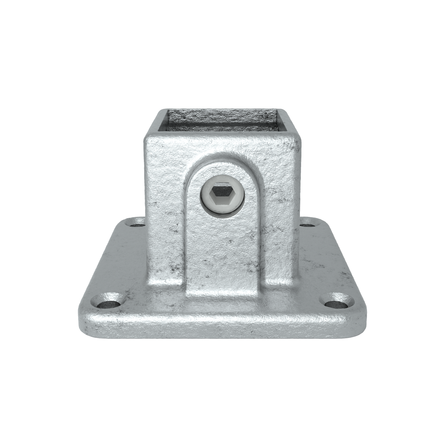 Rohrverbinder Fußplatte 40 mm quadratisch - Vorderansicht Rohrverbinder (Rohr-verbinder.de)