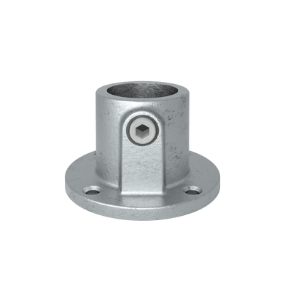 Rohrverbinder Fußplatte rund durchgehend 42,4 mm - Vorderansicht Rohrverbinder (Rohr-verbinder.de)