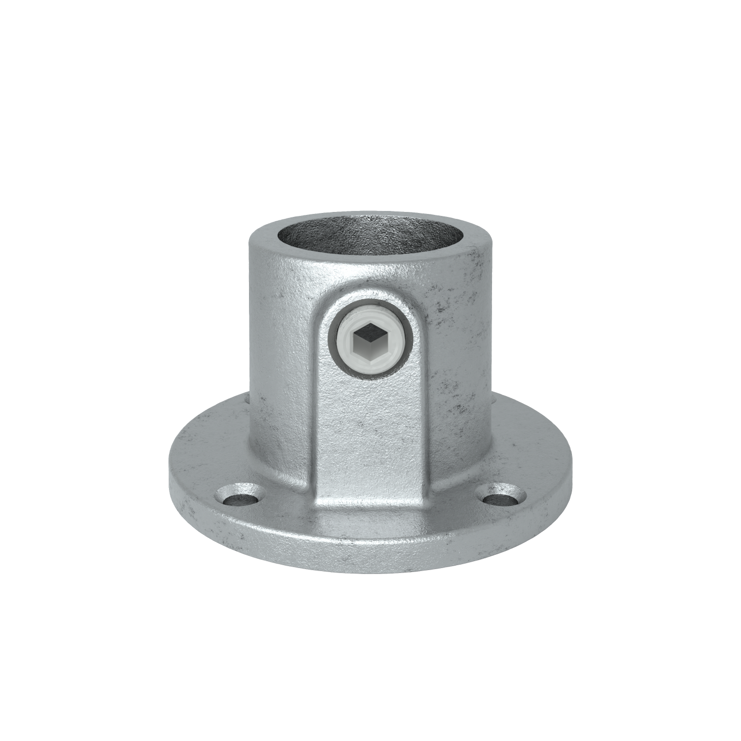 Rohrverbinder Fußplatte rund durchgehend 26,9 mm - Vorderansicht Rohrverbinder (Rohr-verbinder.de)