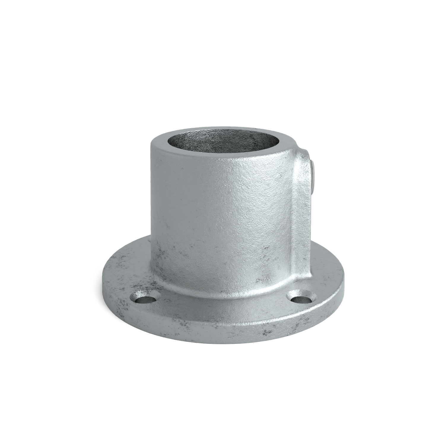 Rohrverbinder Fußplatte rund durchgehend 33,7 mm - Seitenansicht Rohrverbinder (Rohr-verbinder.de)