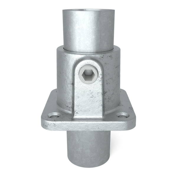 Rohrverbinder Fußplatte quadratisch 42,4 mm - Vorderansicht mit Rohren (Rohr-verbinder.de)
