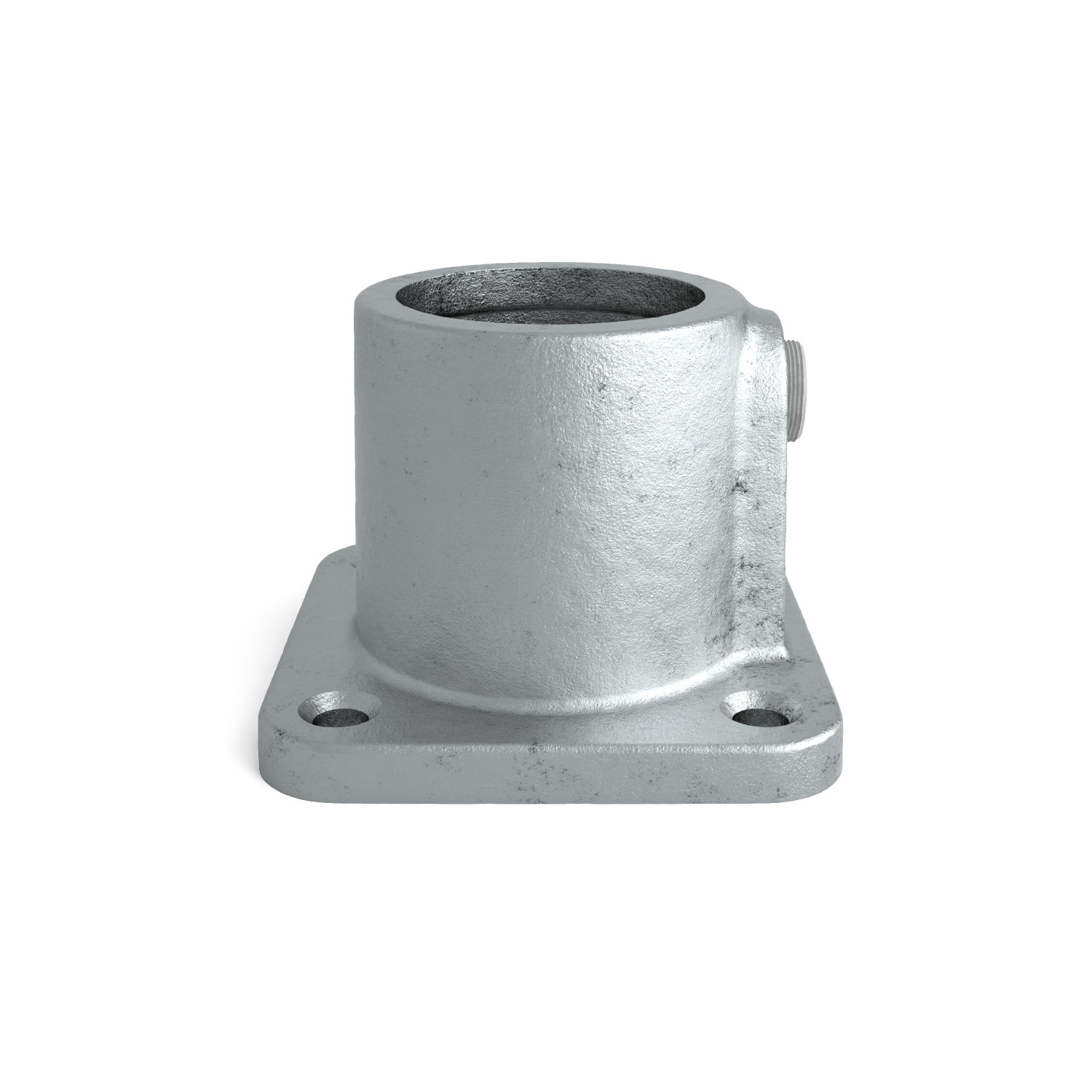 Rohrverbinder Fußplatte quadratisch 42,4 mm - Seitenansicht Rohrverbinder (Rohr-verbinder.de)