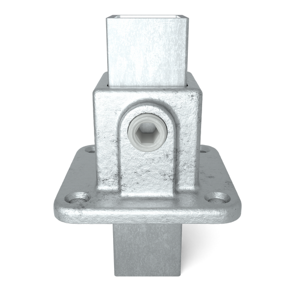 Rohrverbinder Fußplatte quadratisch 25 mm quadratisch - Vorderansicht mit Rohren (Rohr-verbinder.de)