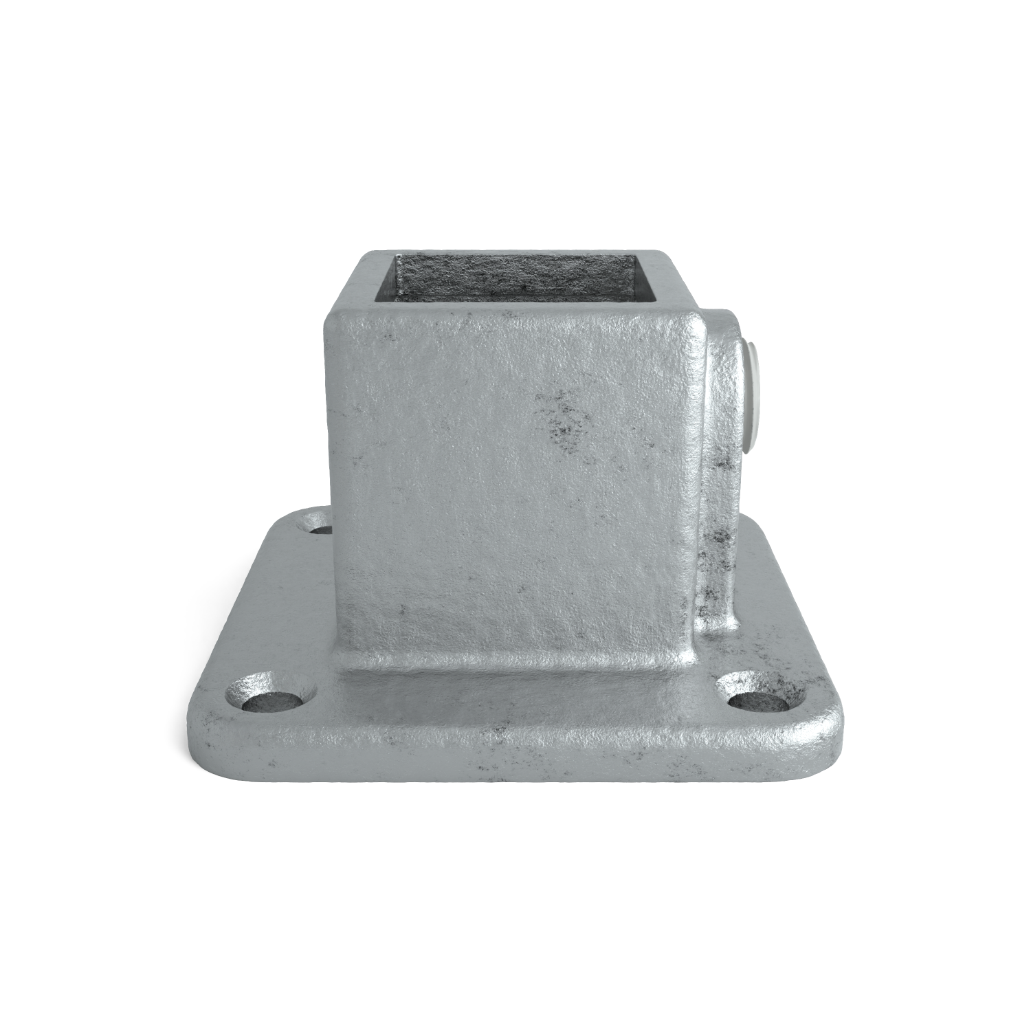 Rohrverbinder Fußplatte quadratisch 25 mm quadratisch - Seitenansicht Rohrverbinder (Rohr-verbinder.de)