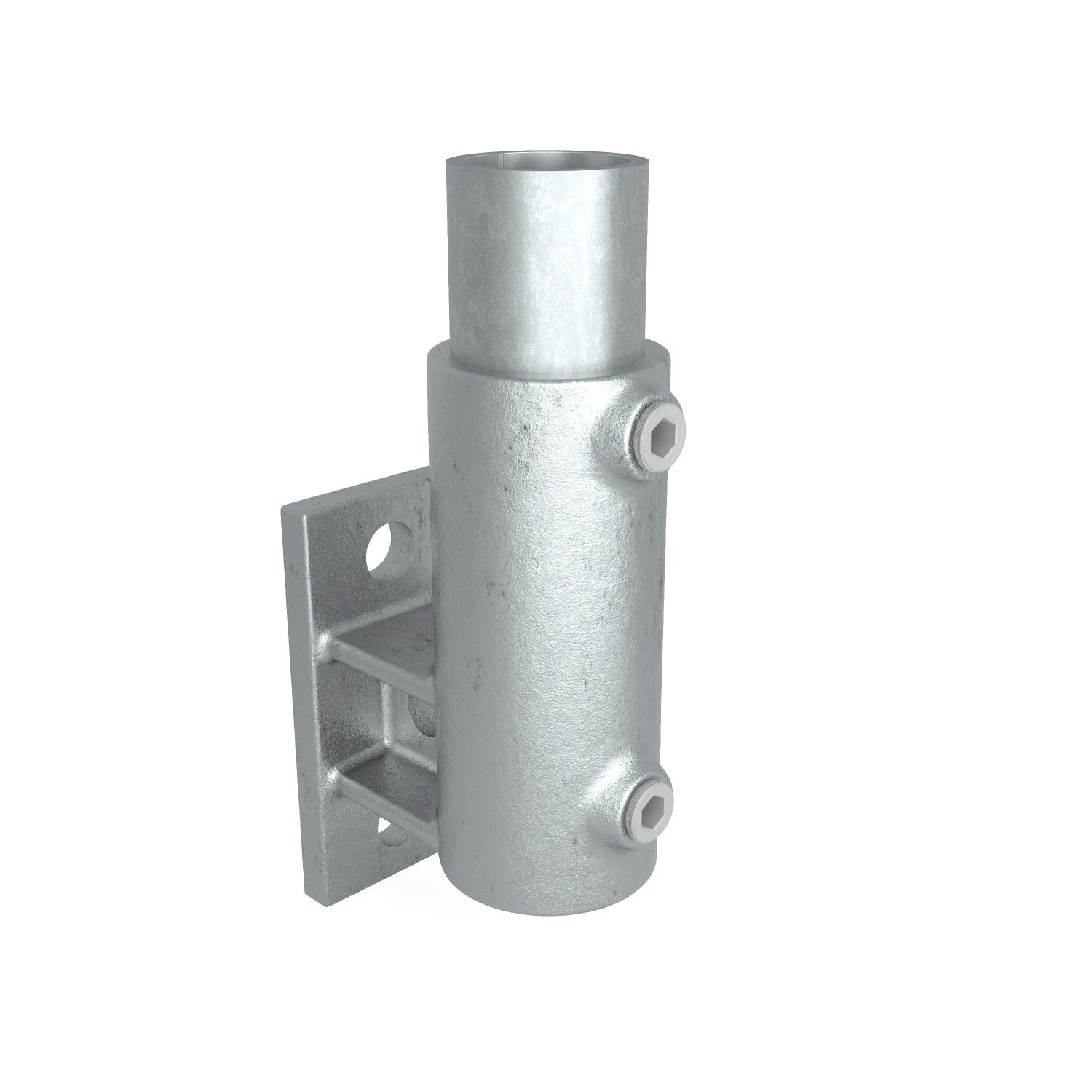 Rohrverbinder Wandhalter vertikal 42,4 mm - Vorderansicht mit Rohren (Rohr-verbinder.de)