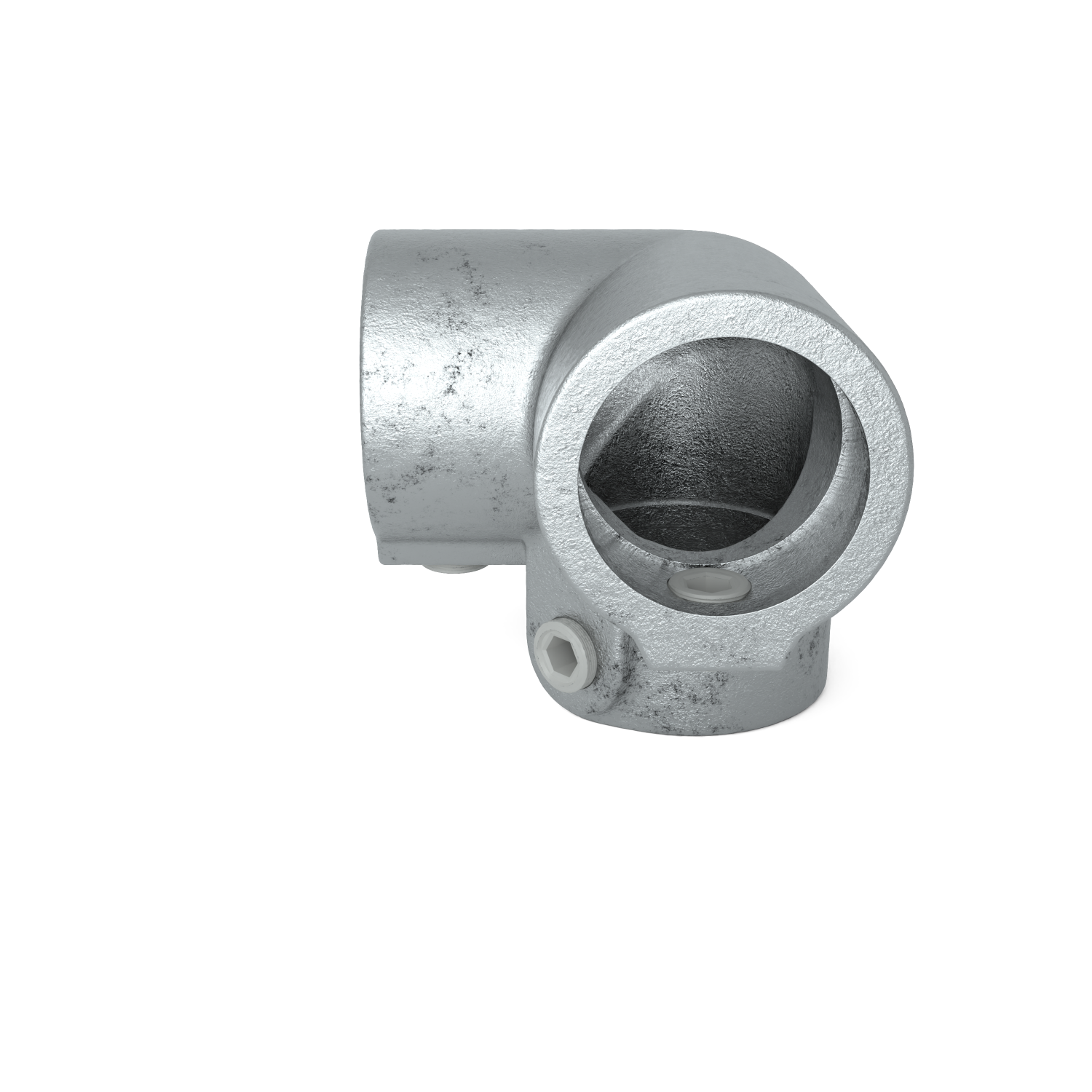 Rohrverbinder Dreiweg-Eckstück 90º 48,3 mm - Schrägansicht Rohrverbinder (Rohr-verbinder.de)