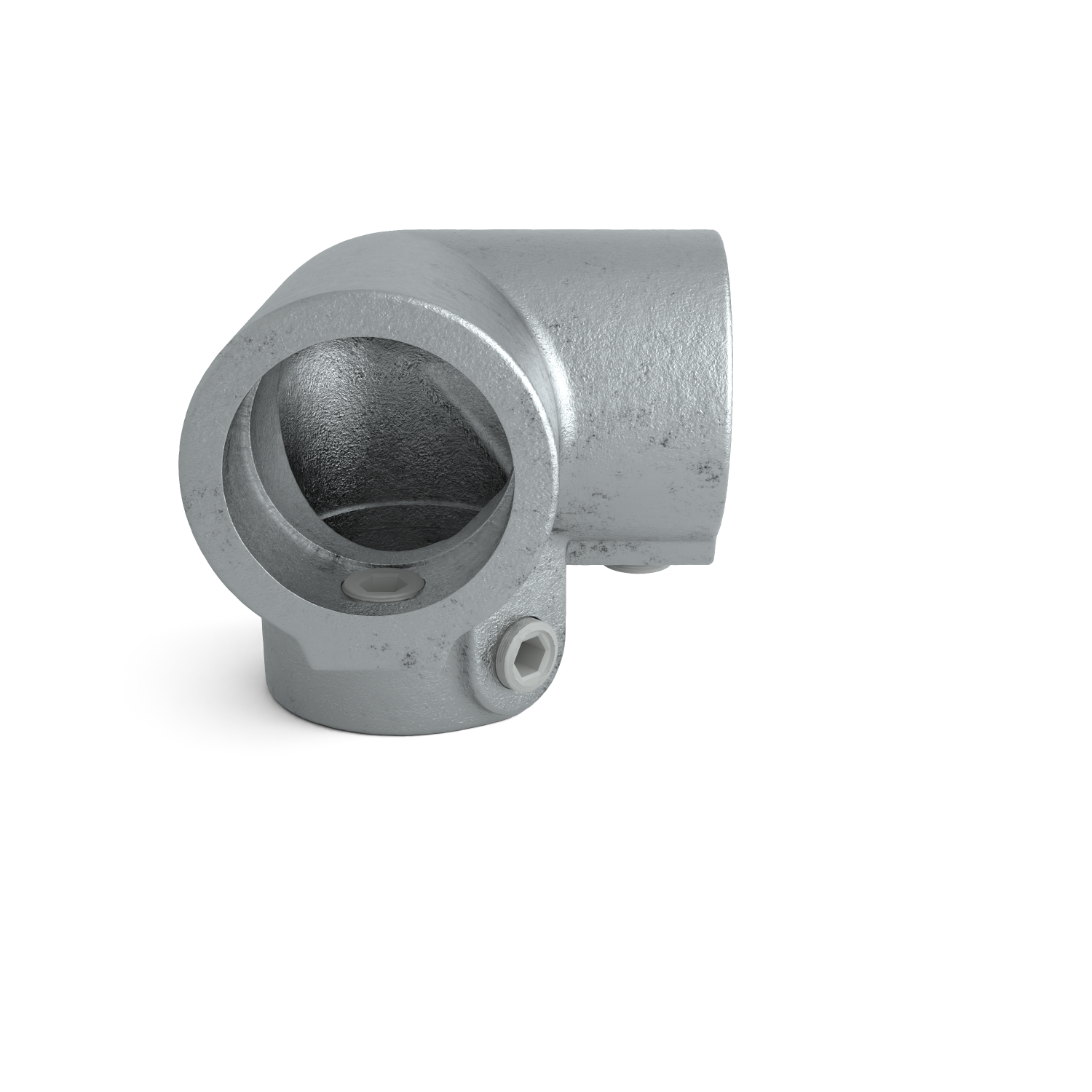 Rohrverbinder Dreiweg-Eckstück 90º 48,3 mm - Seitenansicht Rohrverbinder (Rohr-verbinder.de)