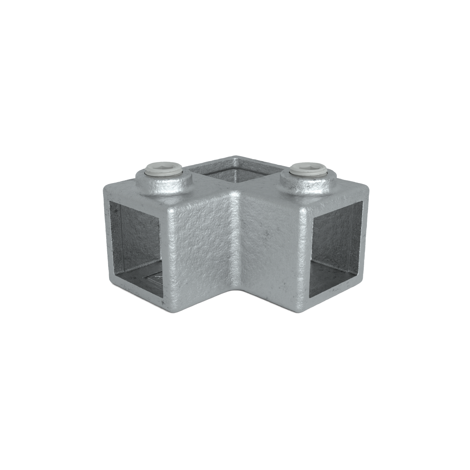 Rohrverbinder Eckstück 90º 25 mm quadratisch - Vorderansicht Rohrverbinder (Rohr-verbinder.de)