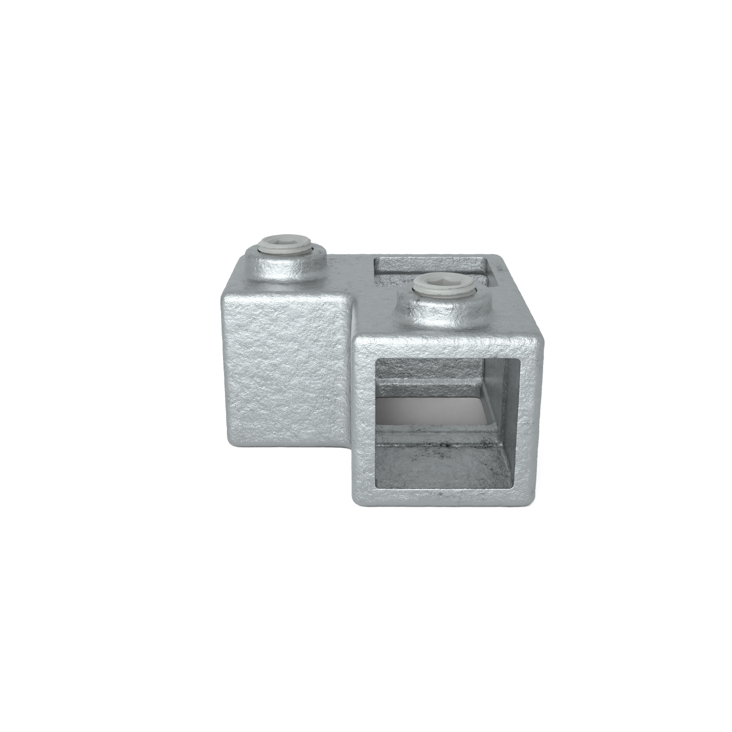 Rohrverbinder Eckstück 90º 25 mm quadratisch - Schrägansicht Rohrverbinder (Rohr-verbinder.de)