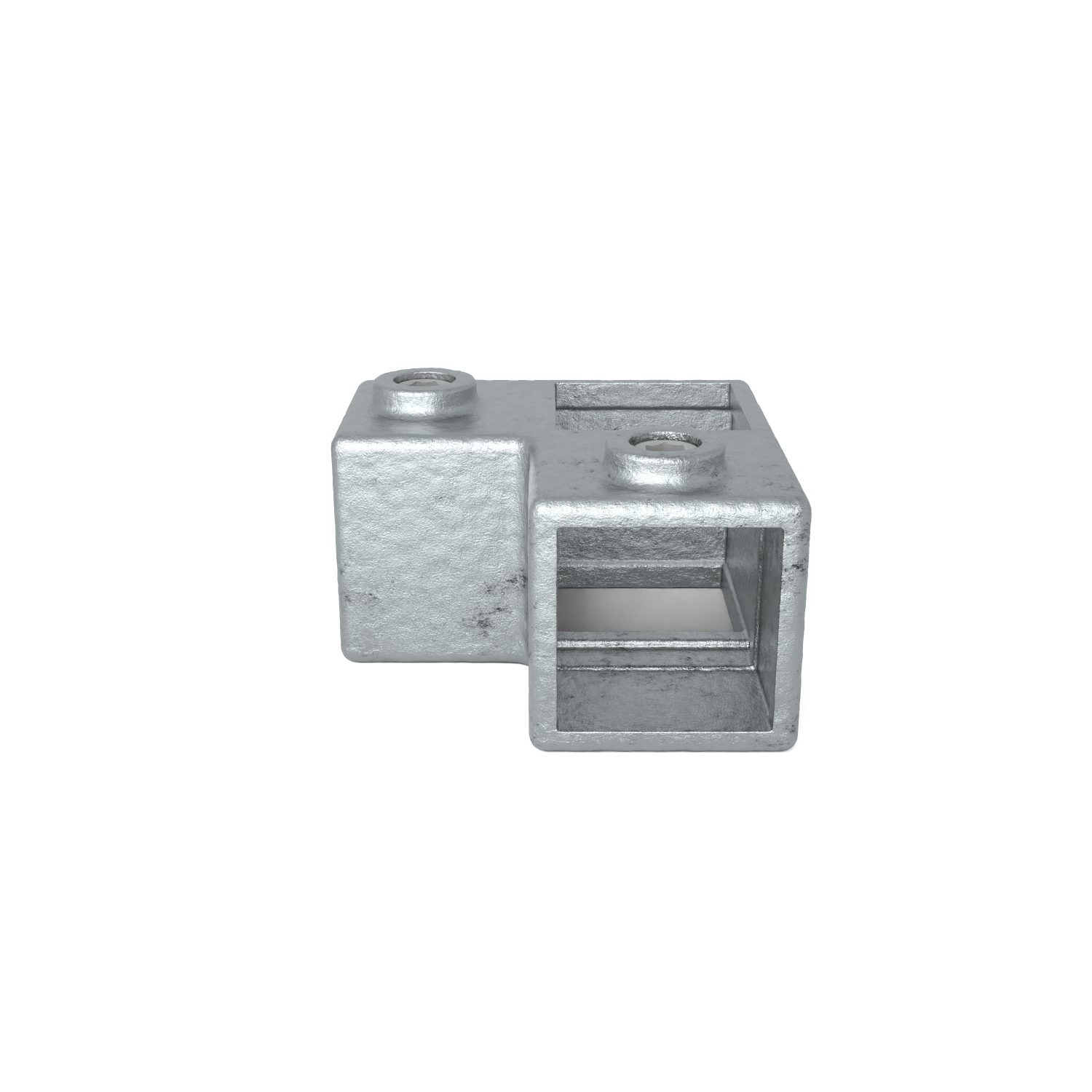 Rohrverbinder Eckstück 90º 40 mm quadratisch - Seitenansicht Rohrverbinder (Rohr-verbinder.de)