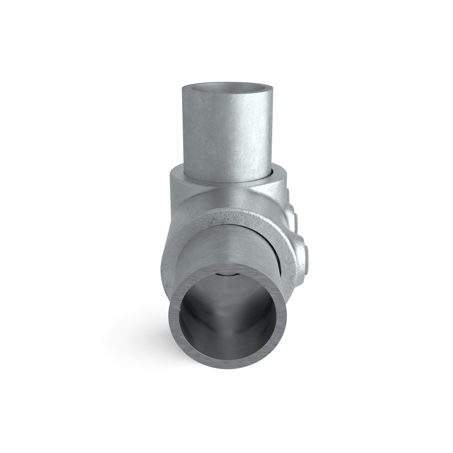 Rohrverbinder Kreuzstück in 1 Ebene 26,9 mm - Seitenansicht mit Rohren (Rohr-verbinder.de)