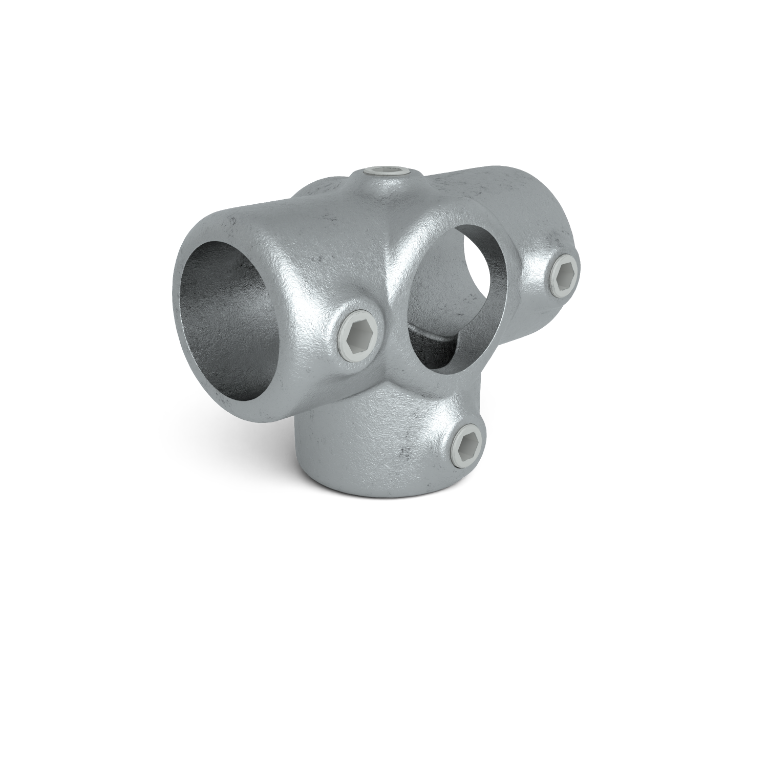 Rohrverbinder T-Stück für Stützrohr 60,3 mm - Schrägansicht Rohrverbinder (Rohr-verbinder.de)