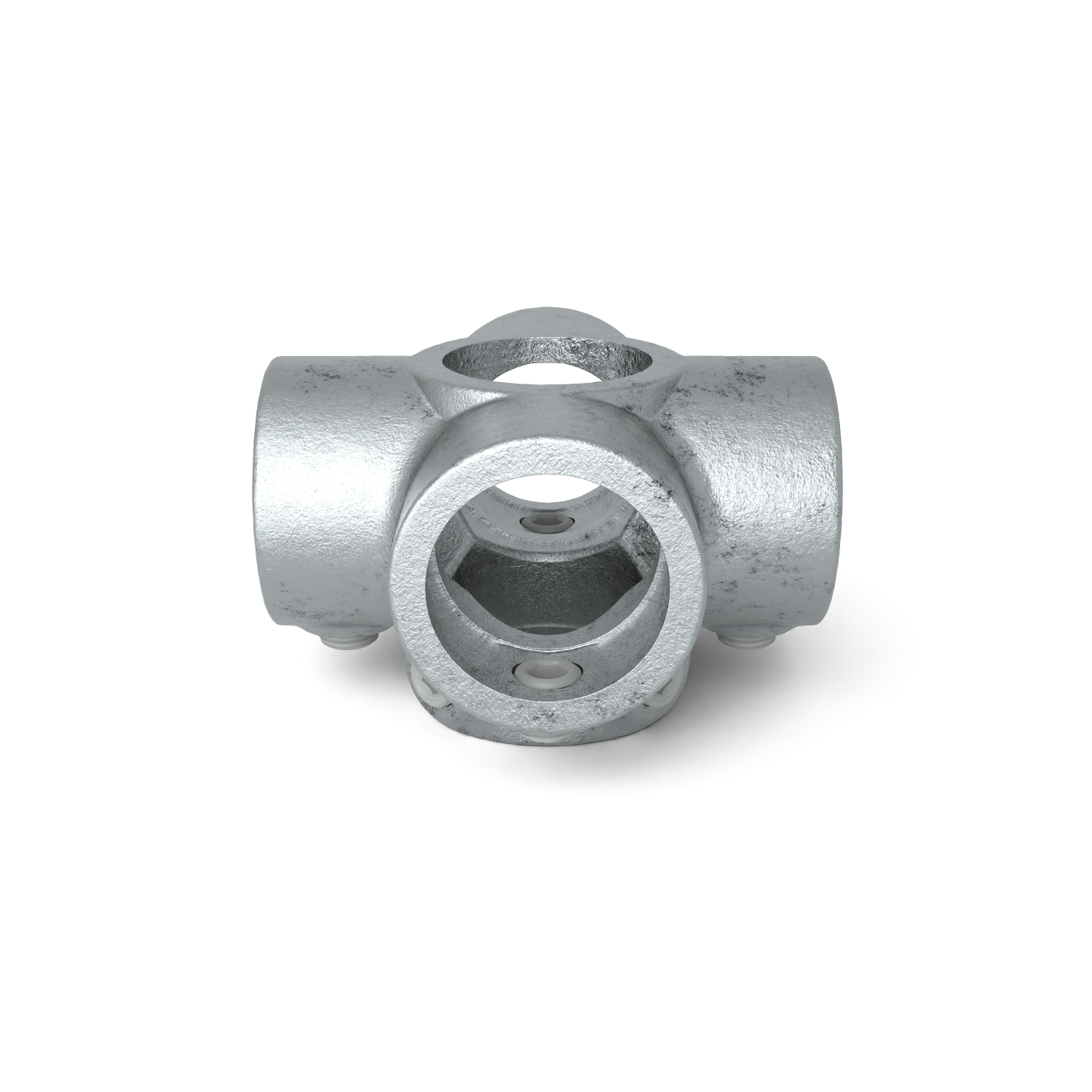 Rohrverbinder Kreuzstück für Stützrohr 60,3 mm - Vorderansicht Rohrverbinder (Rohr-verbinder.de)