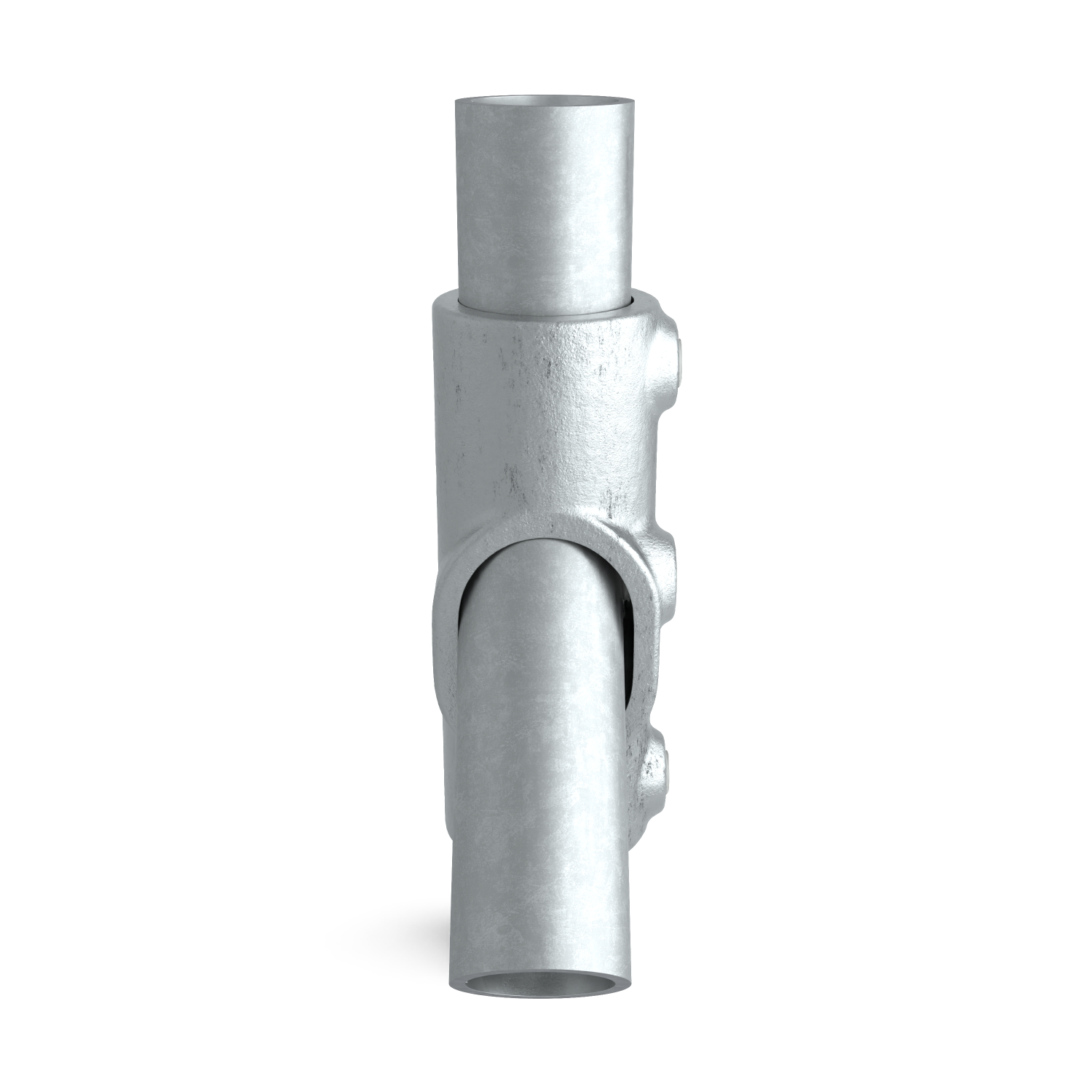 Rohrverbinder Handlaufbefestigung 30º - 45º 42,4 mm - Seitenansicht mit Rohren (Rohr-verbinder.de)