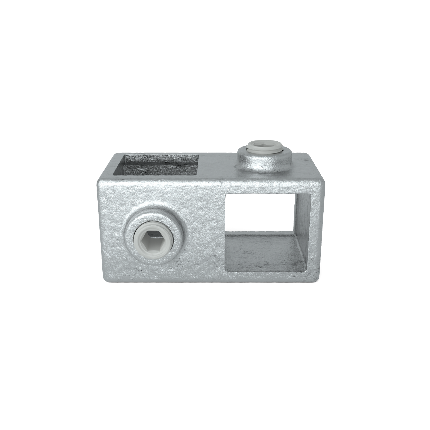 Rohrverbinder Kreuzstück 90º 25 mm quadratisch - Vorderansicht Rohrverbinder (Rohr-verbinder.de)