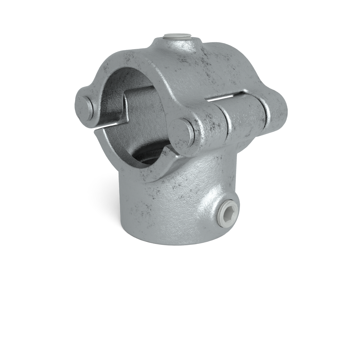 Rohrverbinder T-Stück offen klappbar 48,3 mm - Vorderansicht Rohrverbinder (Rohr-verbinder.de)