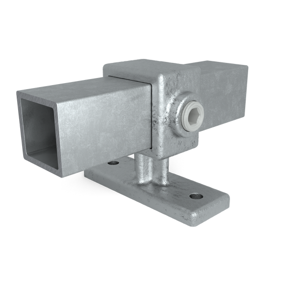 Rohrverbinder Handlaufhalterung 25 mm quadratisch - Vorderansicht mit Rohren (Rohr-verbinder.de)
