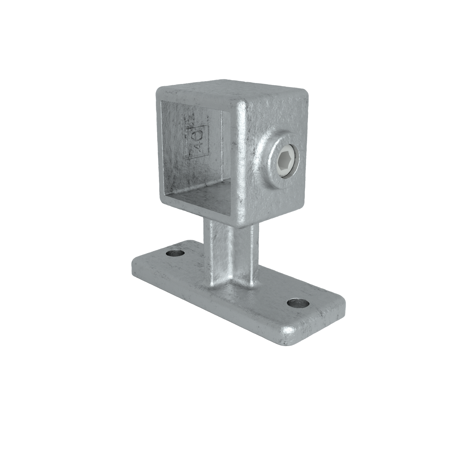 Rohrverbinder Handlaufhalterung 40 mm quadratisch - Vorderansicht Rohrverbinder (Rohr-verbinder.de)