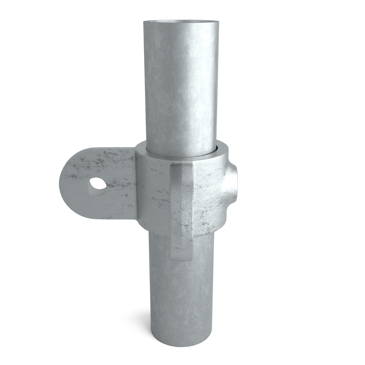 Rohrverbinder Gelenkauge doppelt 90º 33,7 mm - Seitenansicht mit Rohren (Rohr-verbinder.de)
