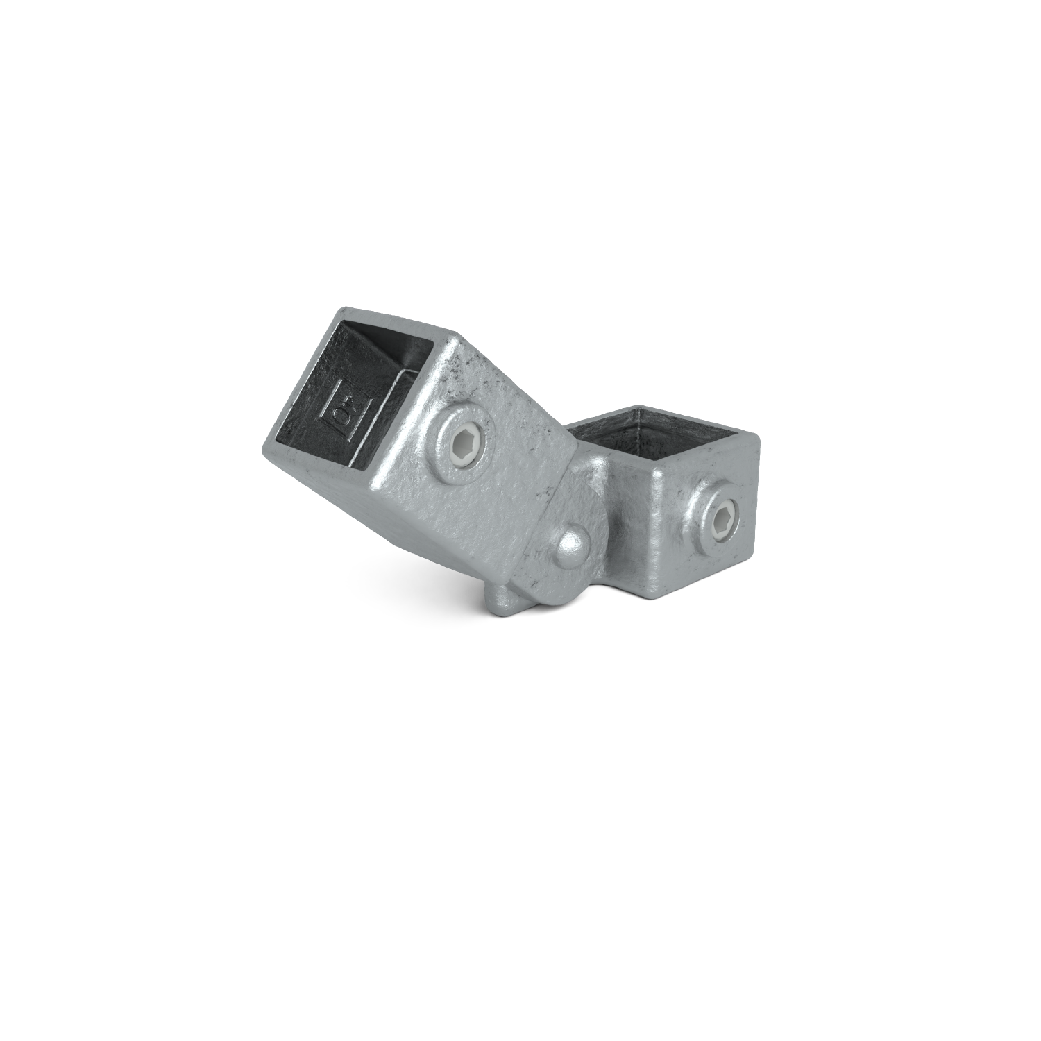 Rohrverbinder Gelenkstück einfach 25 mm quadratisch - Schrägansicht Rohrverbinder (Rohr-verbinder.de)